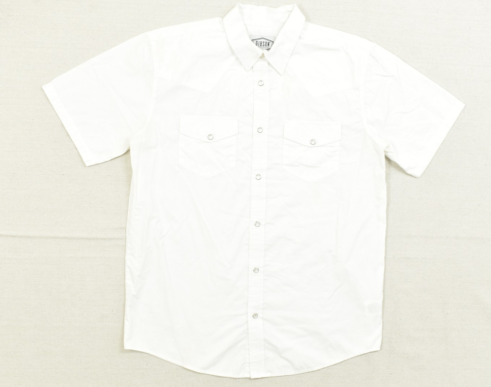Gibson Trading Company Men's Size M White Short Sleeve Pearl Snap Western Cowboy